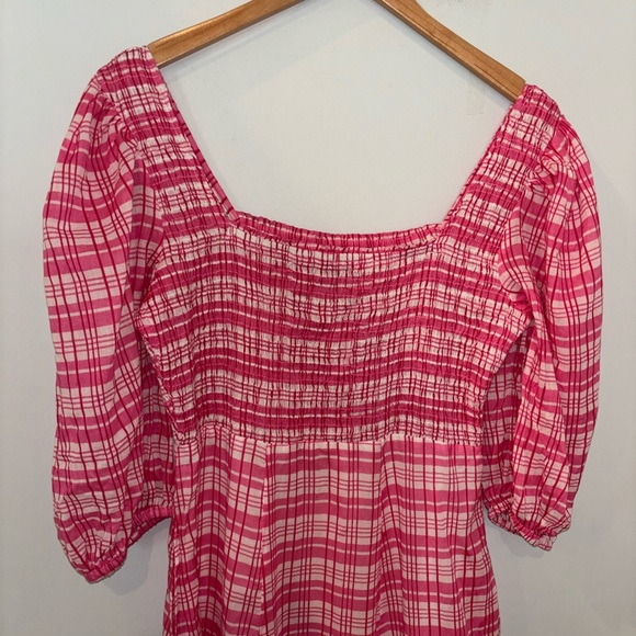 🩷Olivia James Bridget Country Plaid Pink Midi Dress - Picture 6 of 8